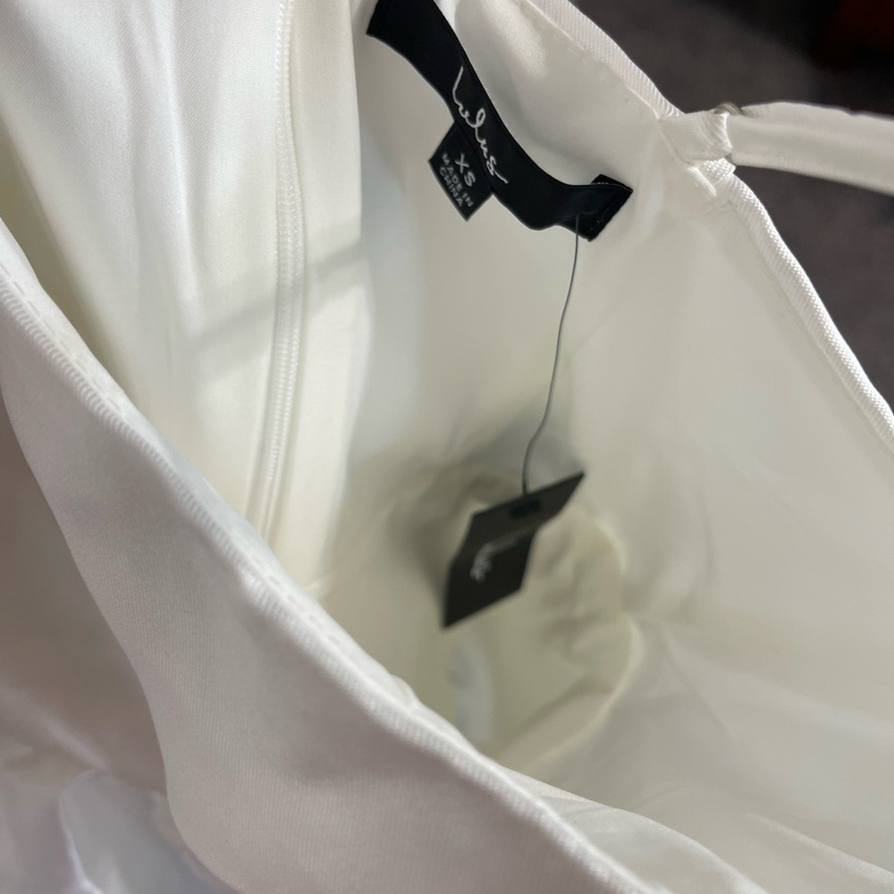 Lulu's White Satin Ruffle Dress - Picture 5 of 6